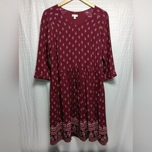 Garnet Hill 3/4 sleeve lined midi Dress. NWOT. Size 8